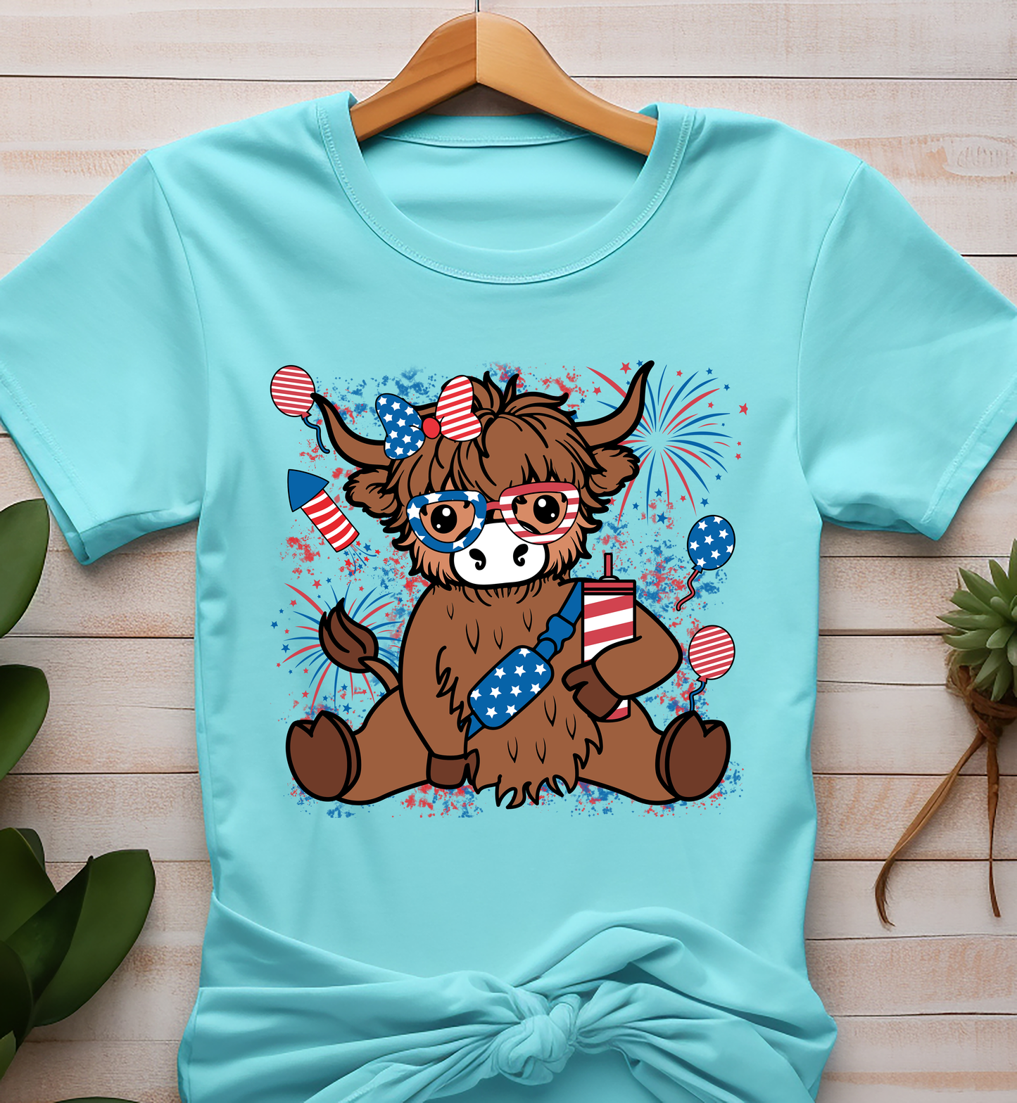 Teddy Bear With American Glasses And Bow - 4th of July - DTF Transfer
