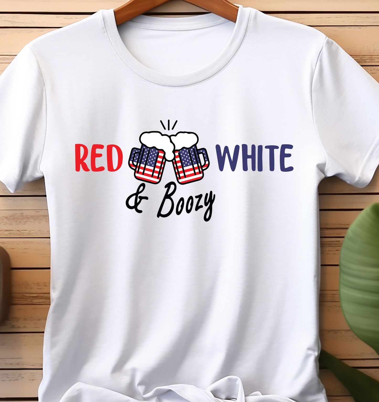 Red White and Boozy-Cup USA Flag - 4th of July - DTF Transfer