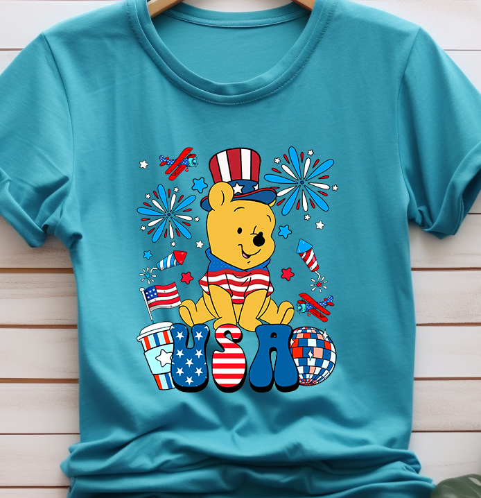 USA Retro Pooh - 4th of July - DTF Transfer