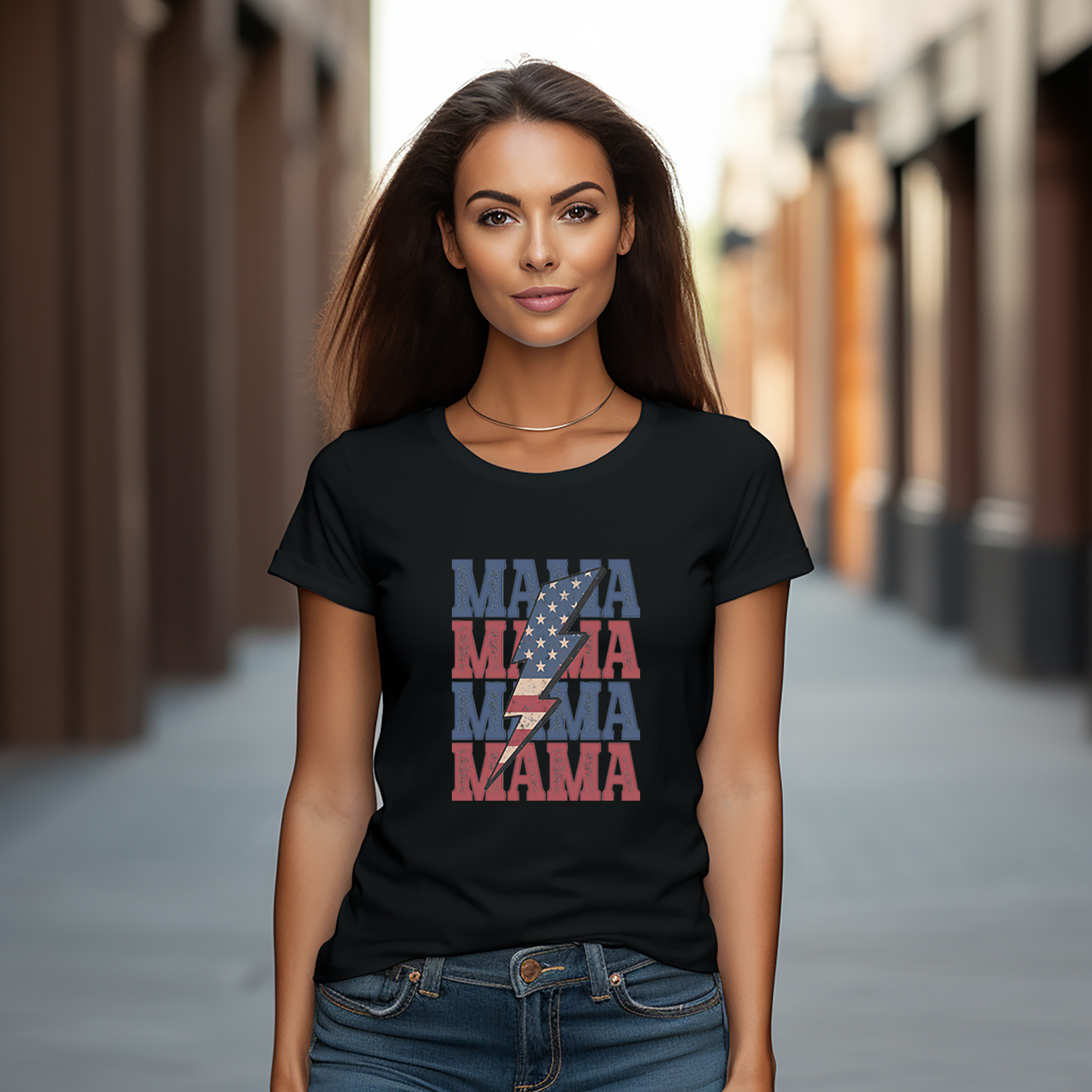 Mama Distressed Lightning - 4th of July - DTF Transfer