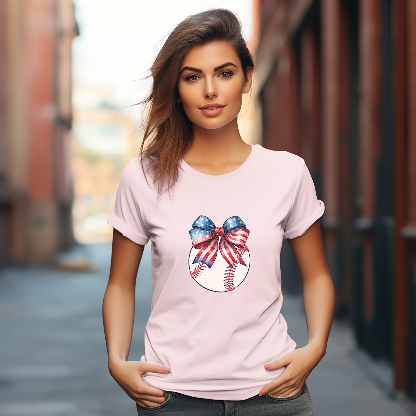 Coquette Baseball With USA Flag - 4th of July - DTF Transfer