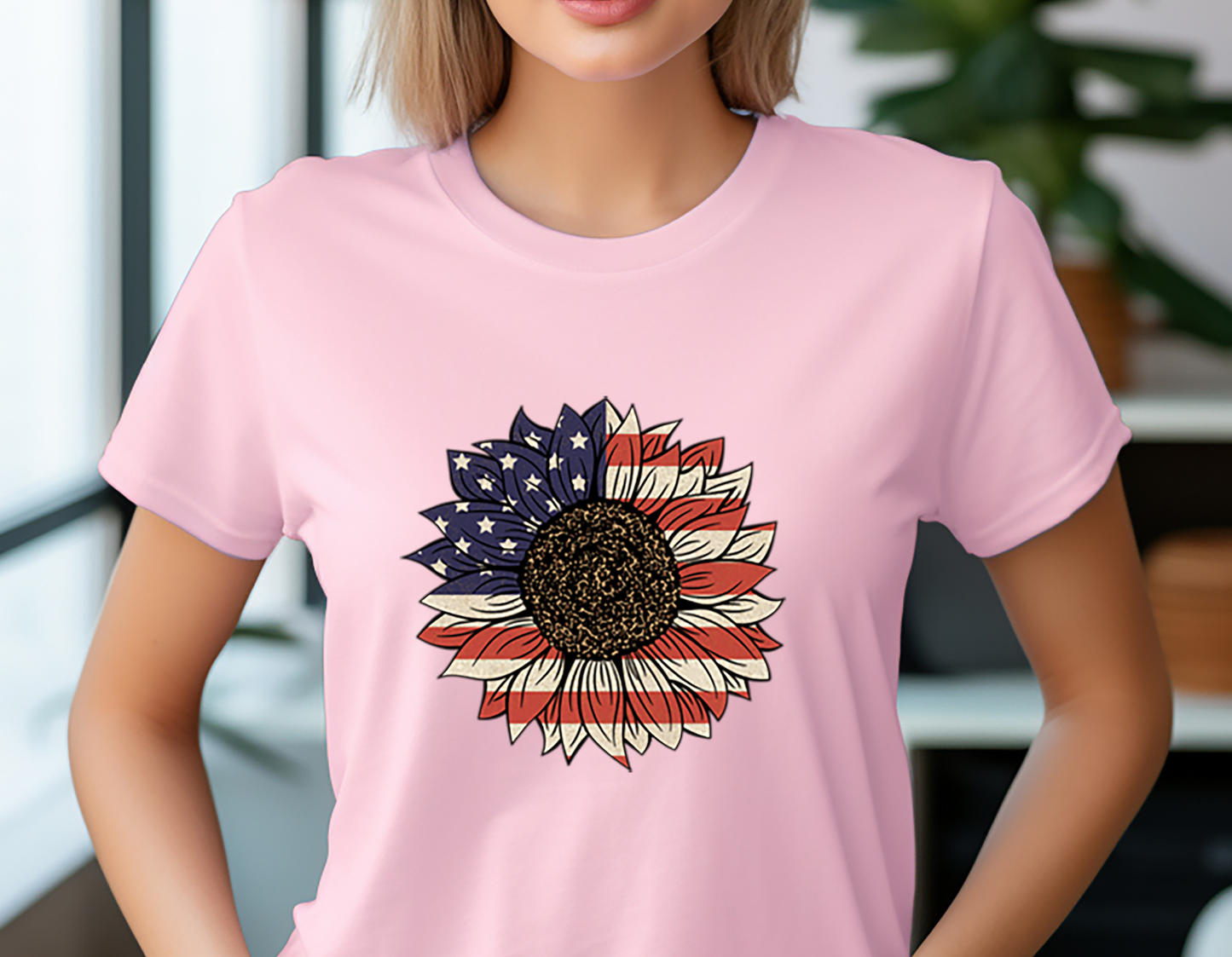 Sunflower with USA Flag - 4th of July - DTF Transfer