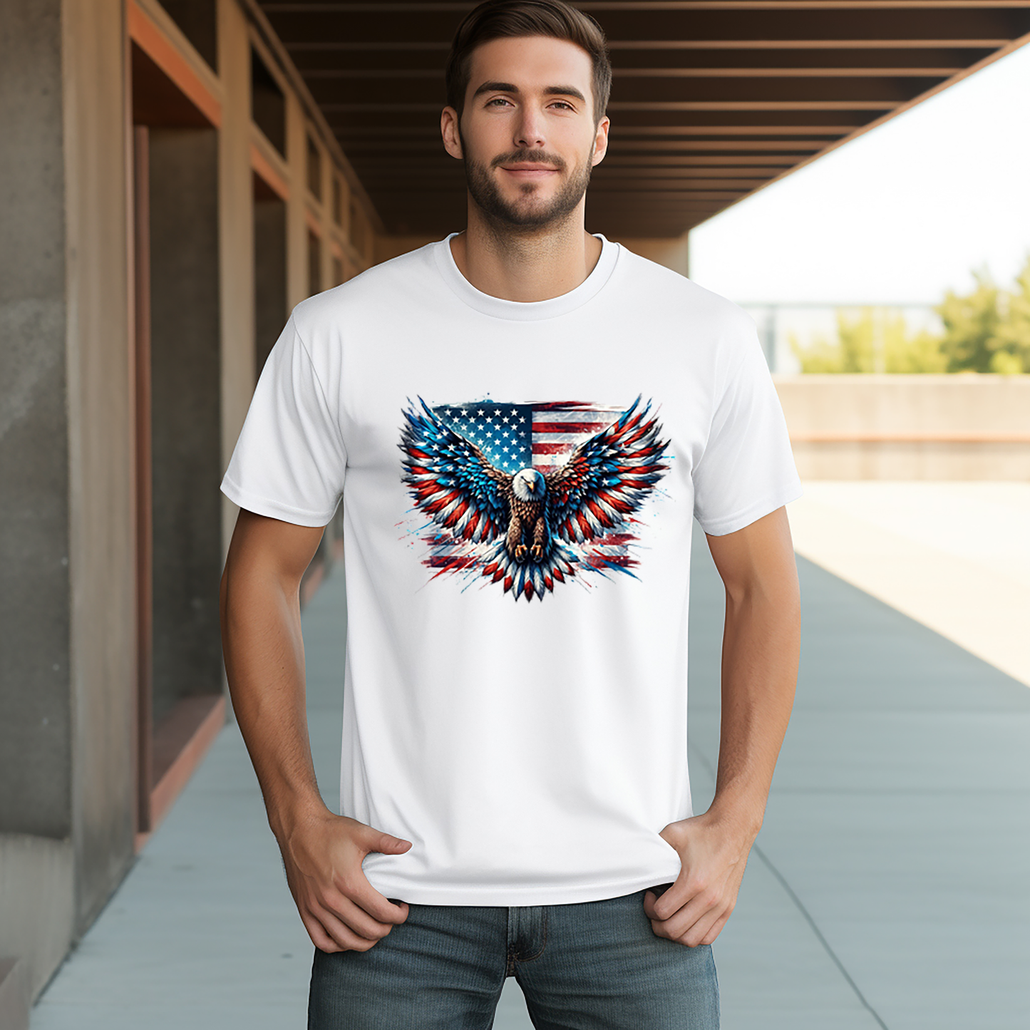 Patriotic Eagle - USA Flag - 4th of July - DTF Transfer