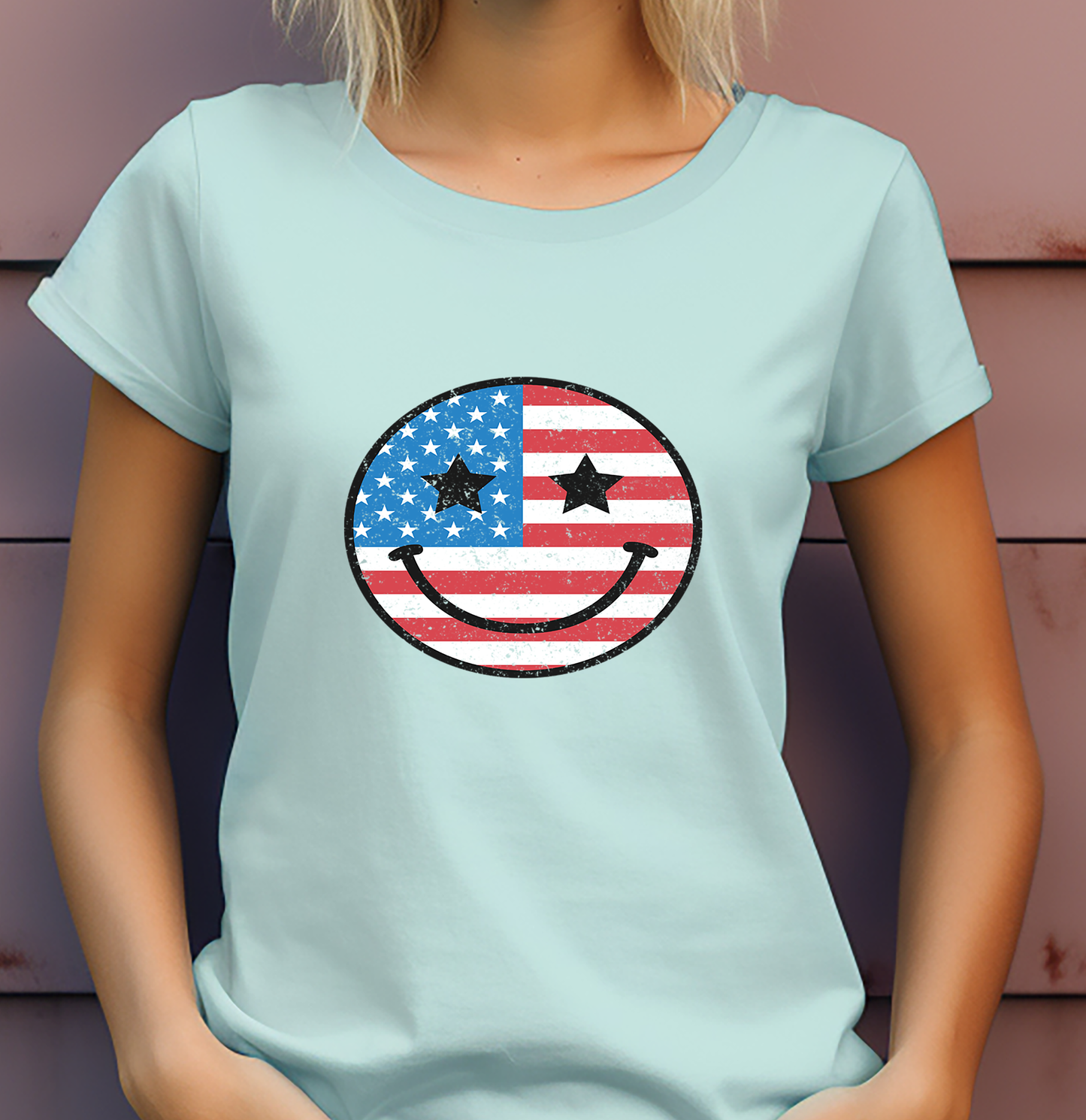Smiley with USA Flag - 4th of July - DTF Transfer
