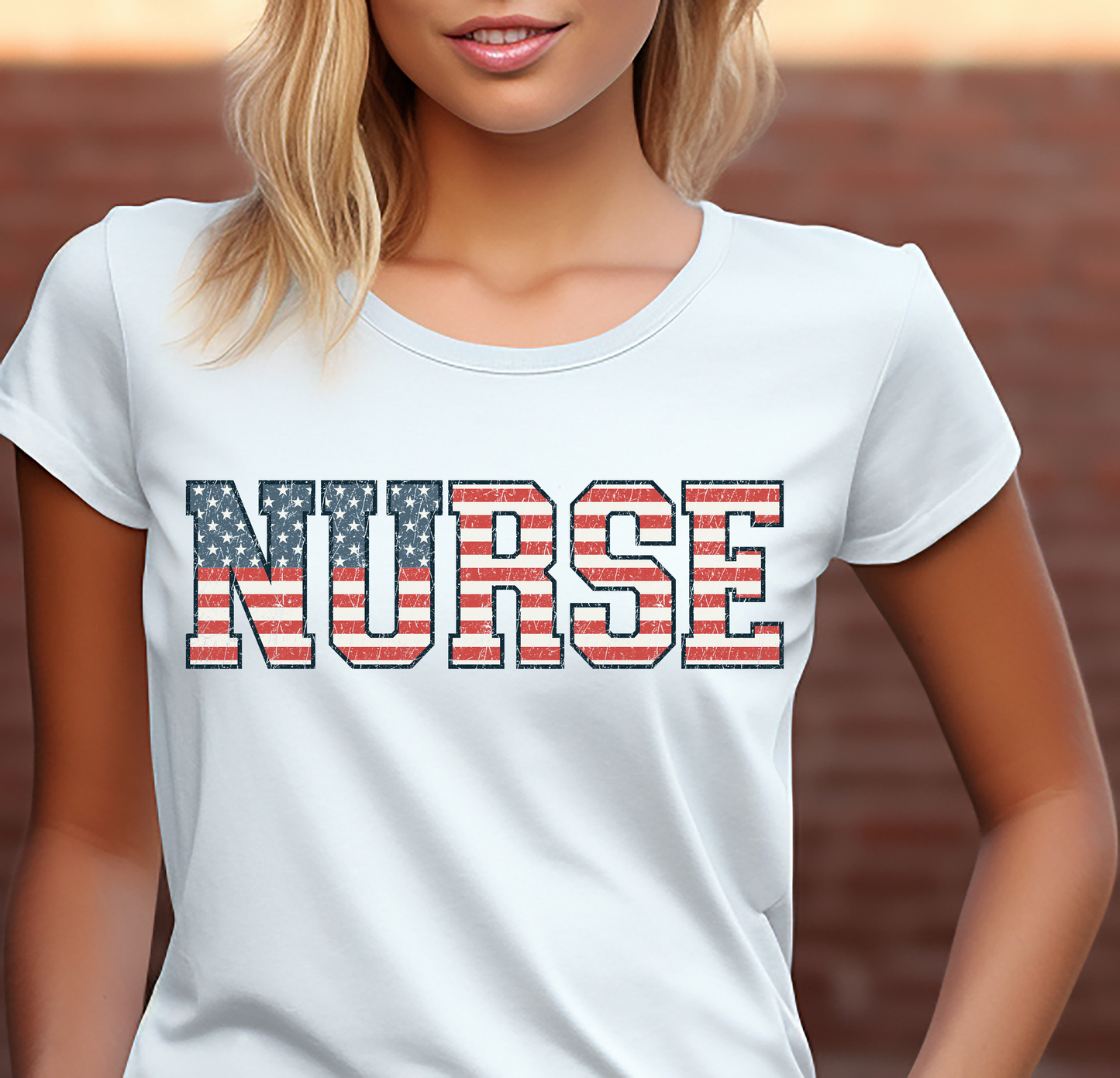 Nurse Letter with USA Flag - 4th of July - DTF Transfer