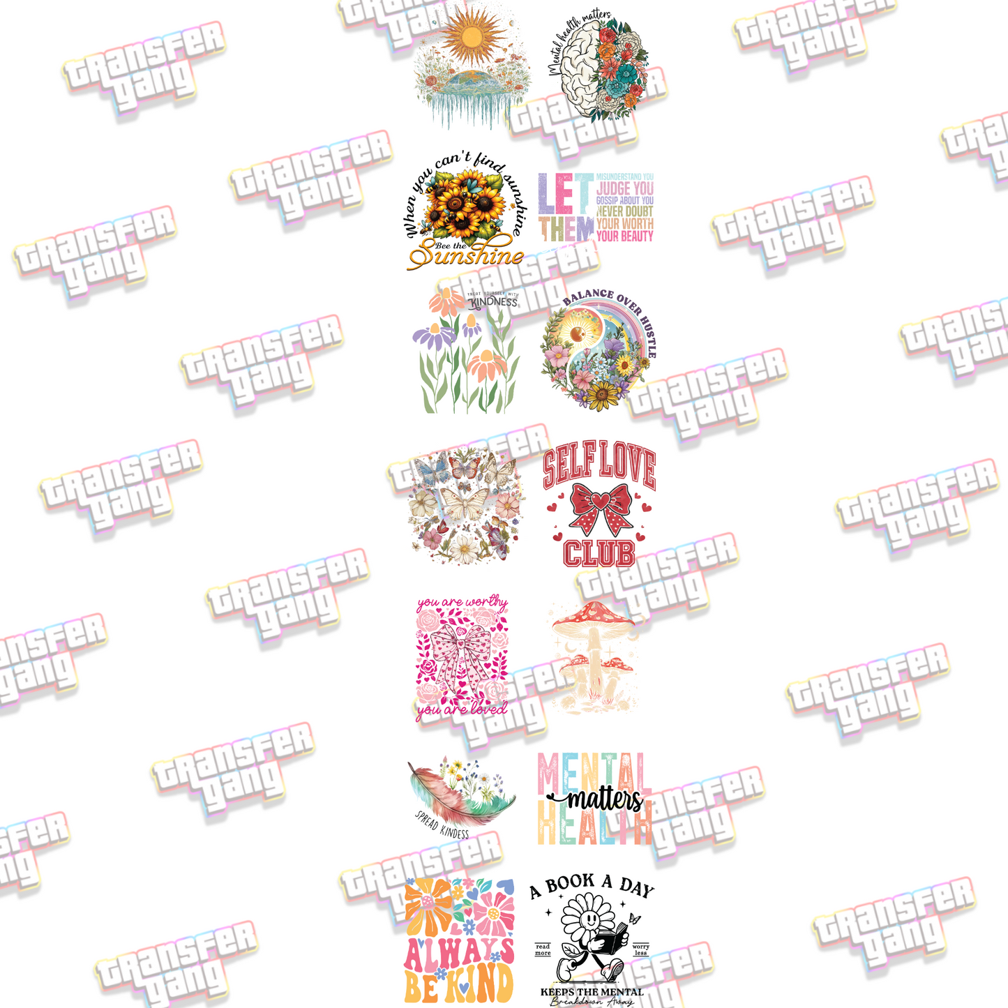 Feel-Good Vibes Only! DTF Transfers Bundle – 14 Ready to Press Designs