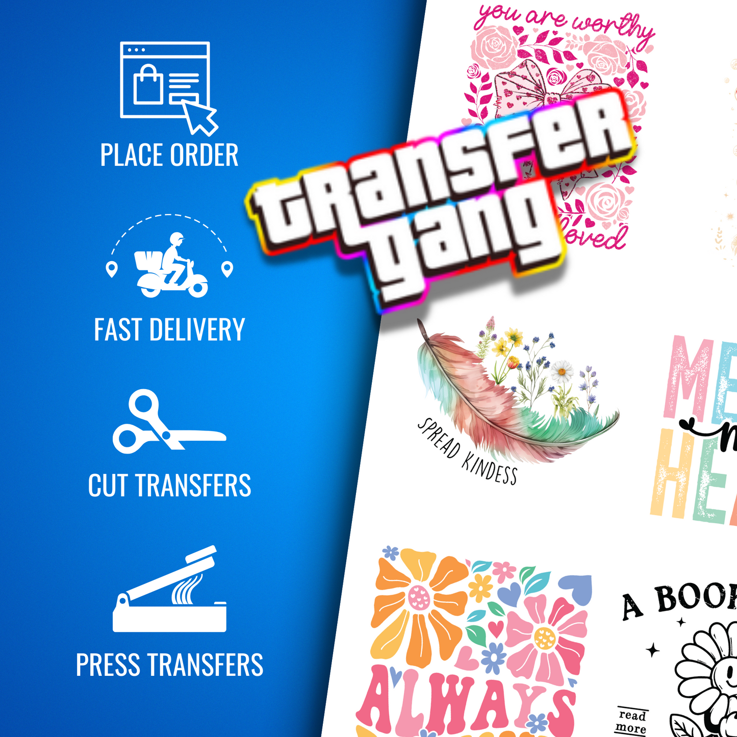 Feel-Good Vibes Only! DTF Transfers Bundle – 14 Ready to Press Designs