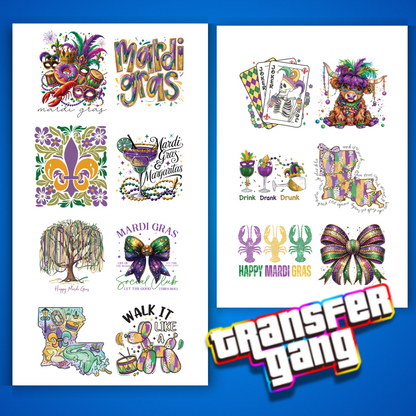 Mardi Gras DTF Transfer Bundle – 14 Ready to Press Designs