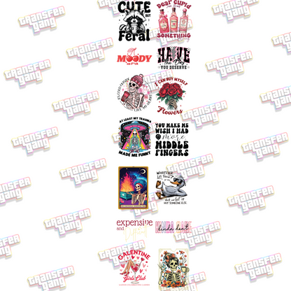 Zero Filters! Sarcastic Adult DTF Transfers Bundle – 14 Ready to Press Designs 
