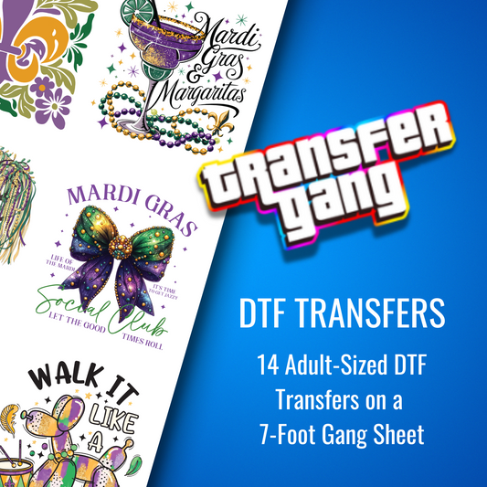 Mardi Gras DTF Transfer Bundle – 14 Ready to Press Designs
