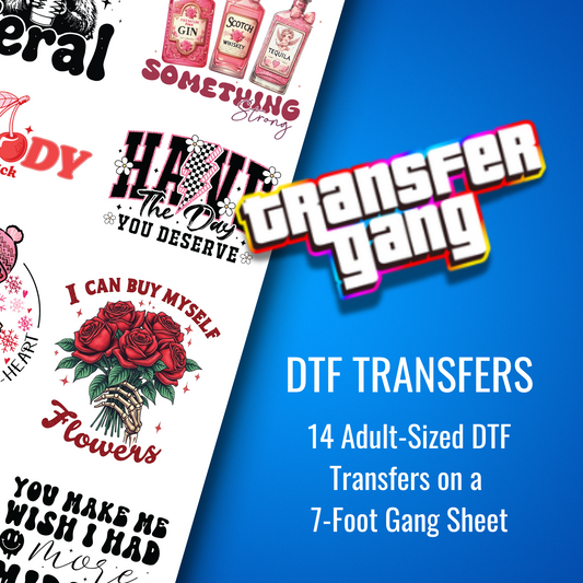 Zero Filters! Sarcastic Adult DTF Transfers Bundle – 14 Ready to Press Designs 