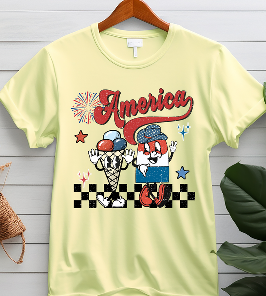 America Retro Ice-cream Cone - 4th of July - DTF Transfer