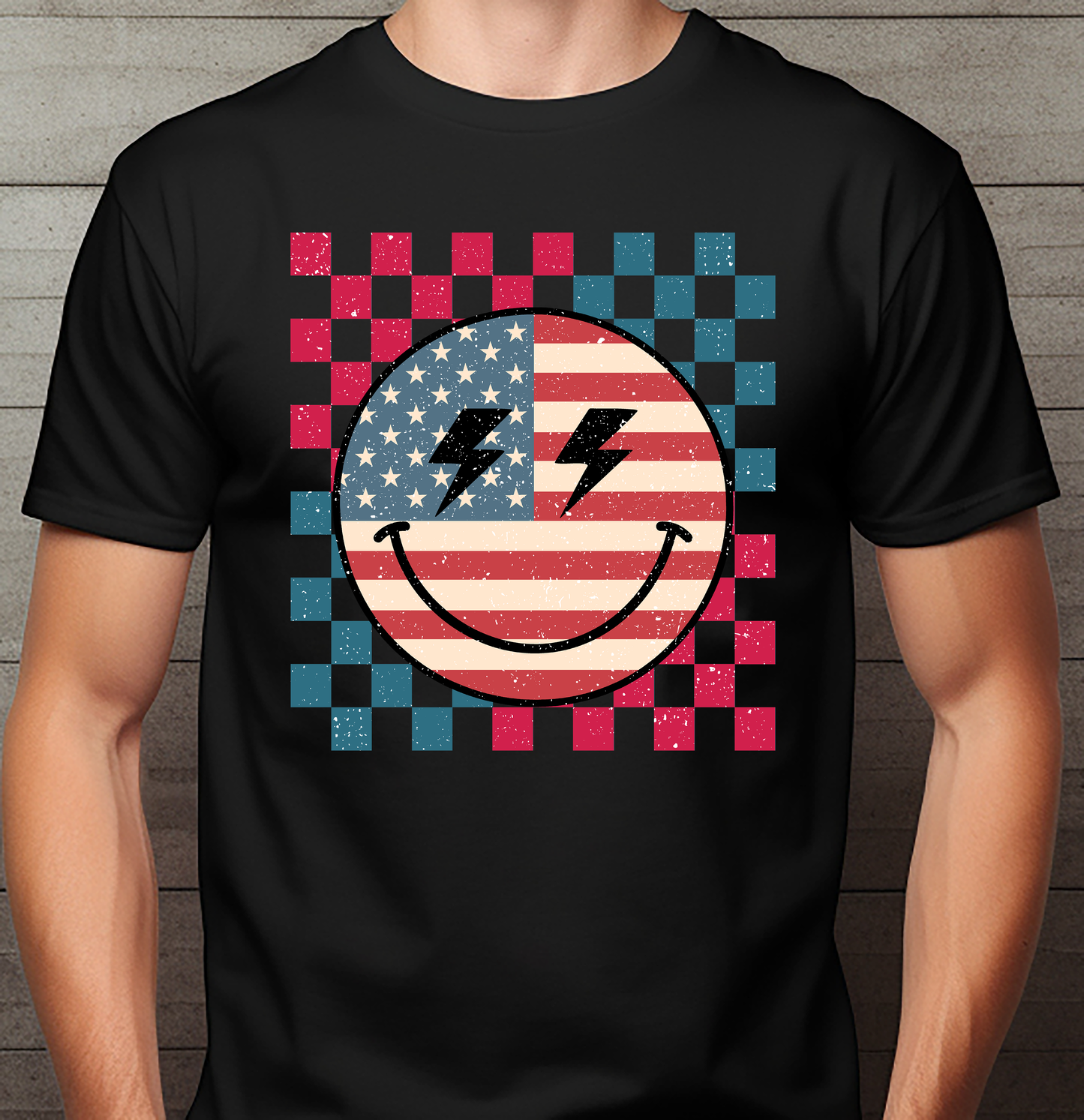 Smiley with American Flag Retro - 4th of July - DTF Transfer