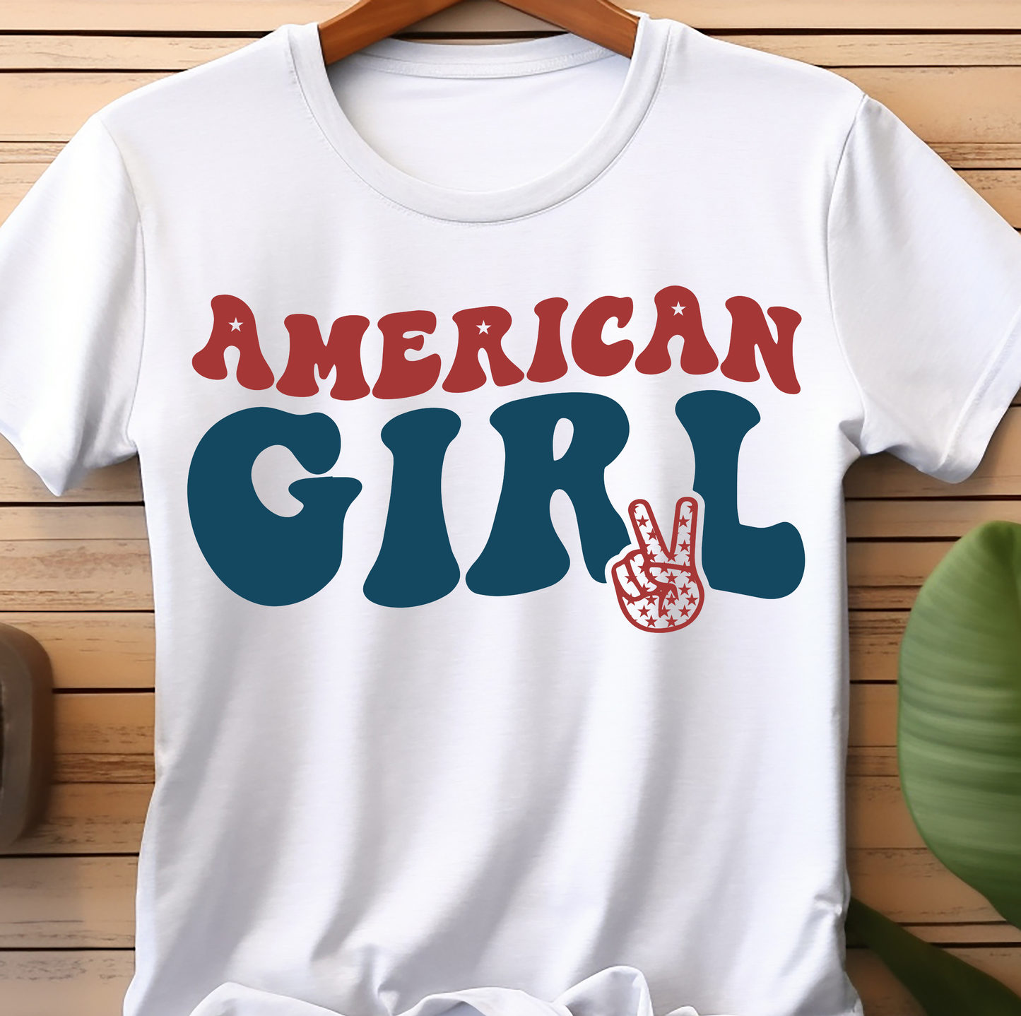 American Girl with Victory sign - 4th of July - DTF Transfer