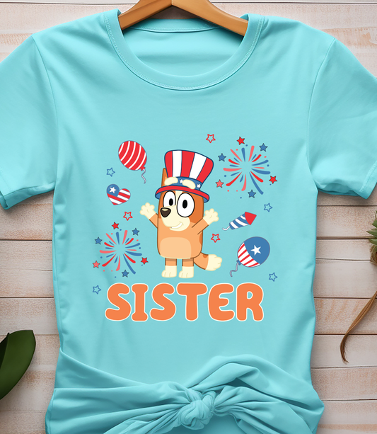 Bluey Sister - 4th of July - DTF Transfer