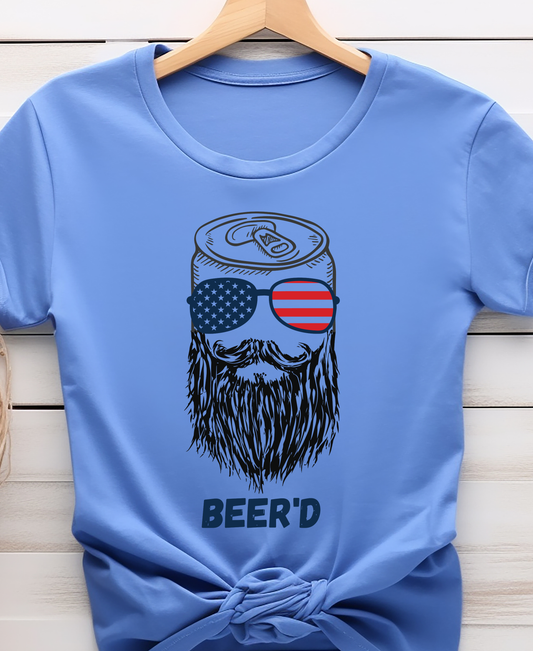 Beer'd Can With Glasses USA Flag  - 4th of July - DTF Transfer