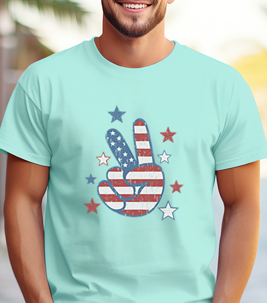 America Peace Sign - 4th of July - DTF Transfer