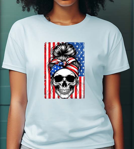 USA Flag Vintage Skeleton     - 4th of July - DTF Transfer