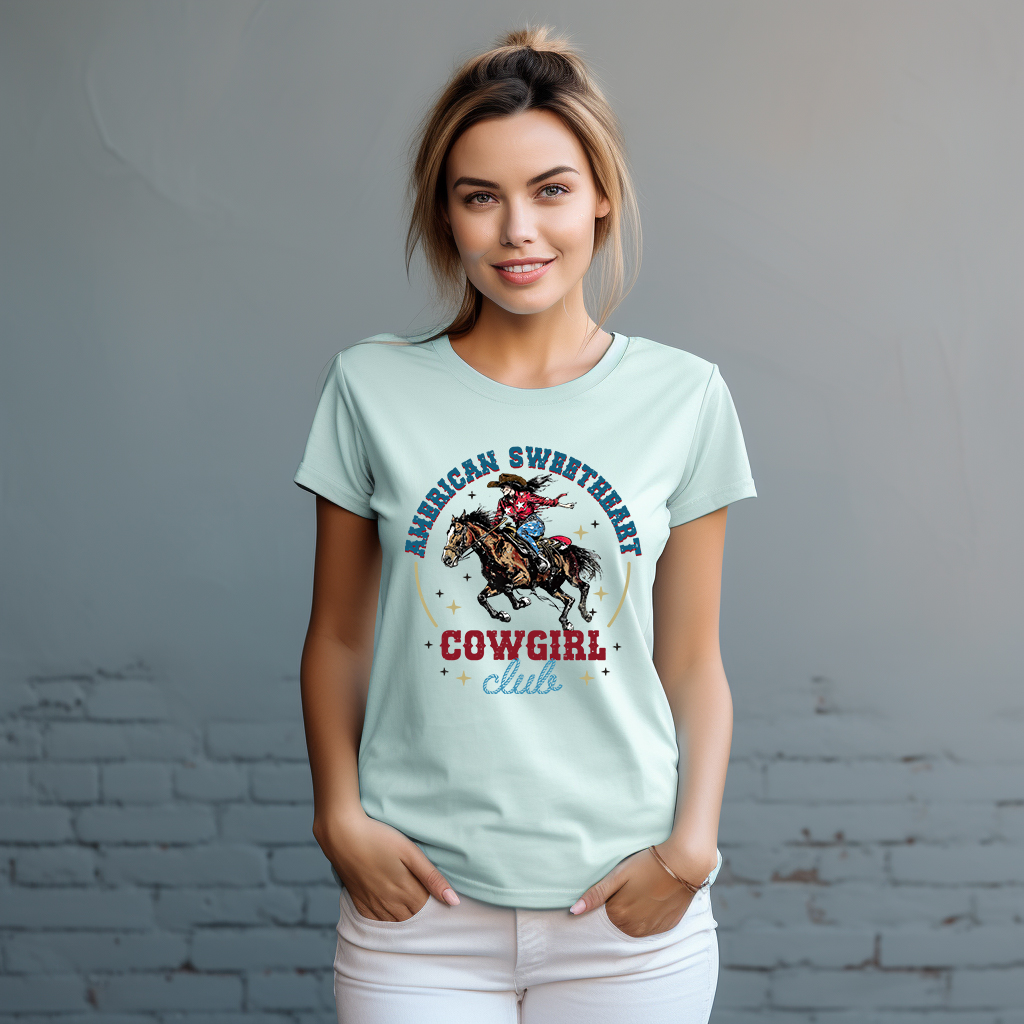 American Sweetheart Cowgirl Club - Rustic - 4th of July - DTF Transfer