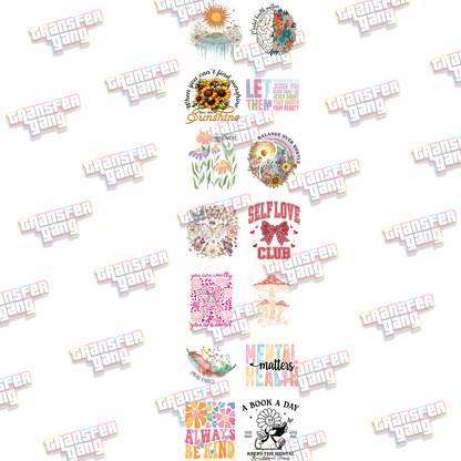 Feel-Good Vibes Only! DTF Transfers Bundle – 14 Ready to Press Designs