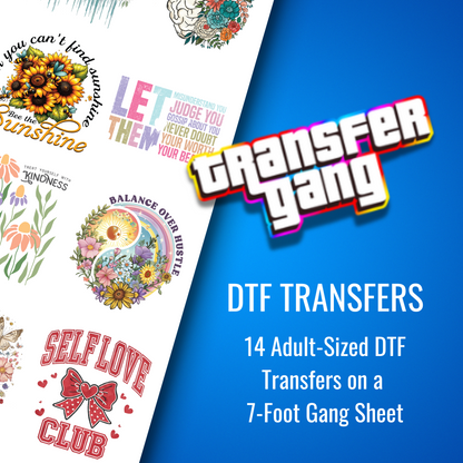 Feel-Good Vibes Only! DTF Transfers Bundle – 14 Ready to Press Designs