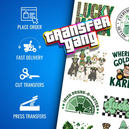 St. Patrick’s Day DTF Transfer Bundle – 14 Ready to Press Designs